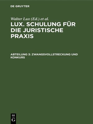 cover image of Zwangsvollstreckung und Konkurs